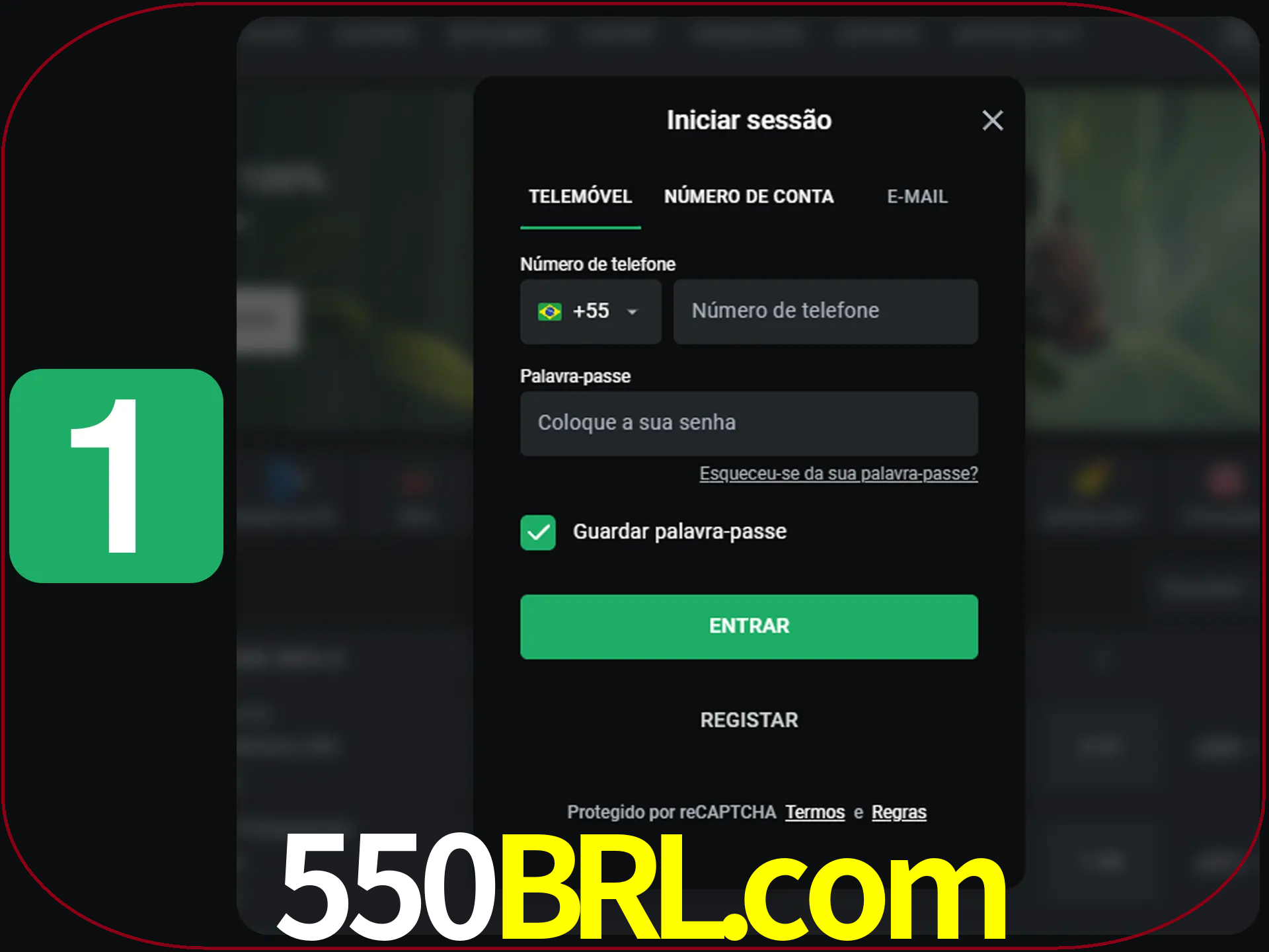 Clique no botão Entrar.